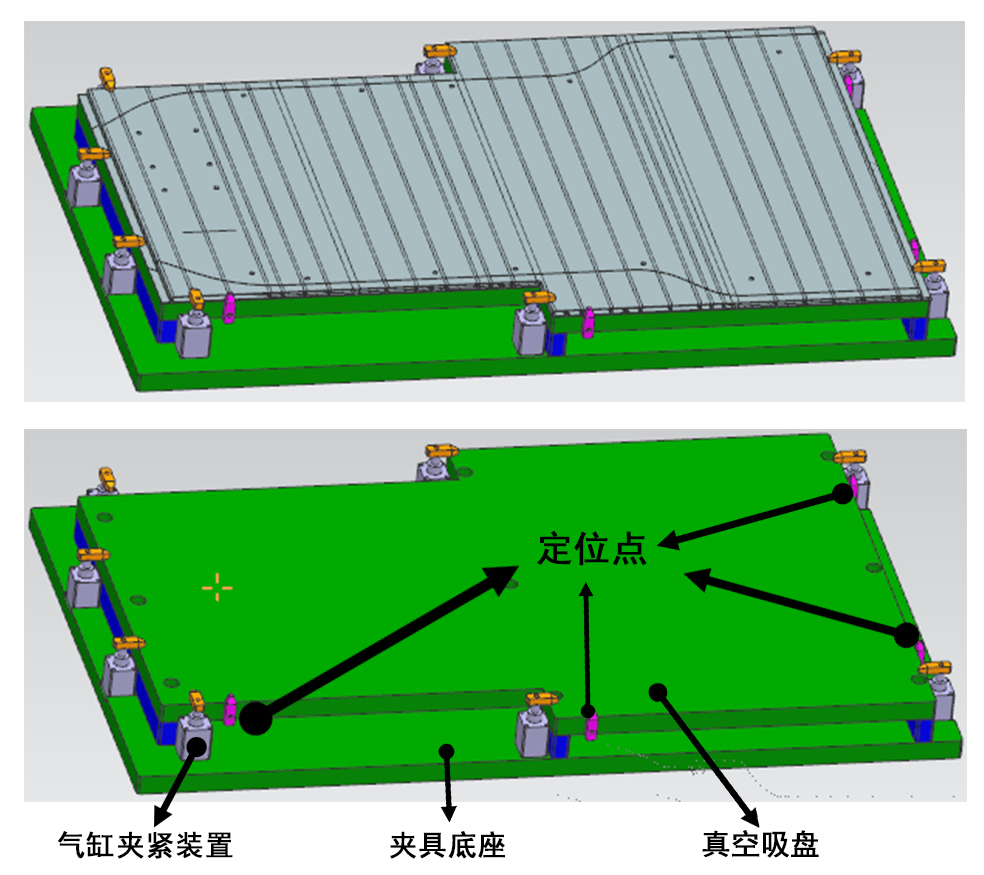 電池托盤加工夾具示意圖